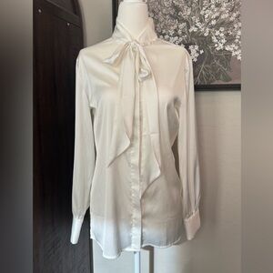 Women’s Ivory Tie-Neck Blouse